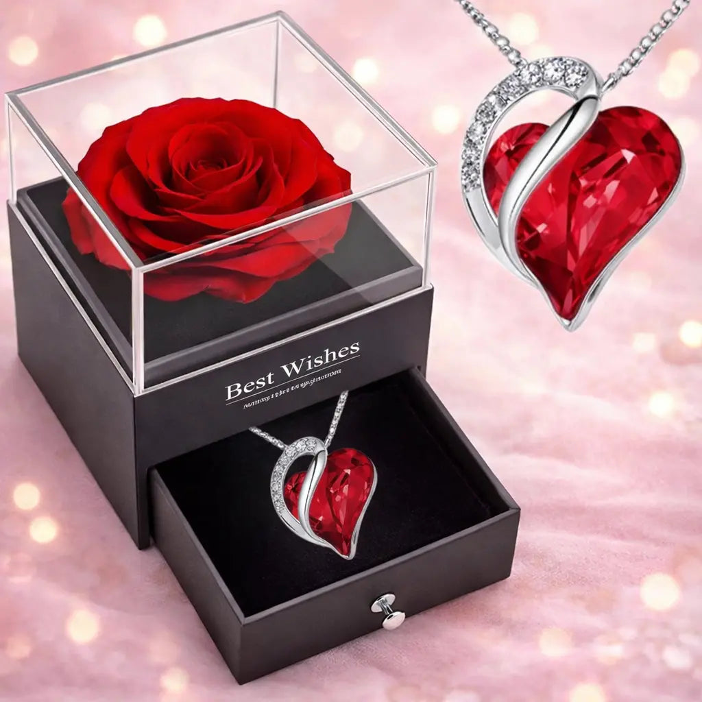Collier Cœur Rouge Cristal – Cadeau Romantique Femme Bijou Amour Saint-Valentin - SoulRing