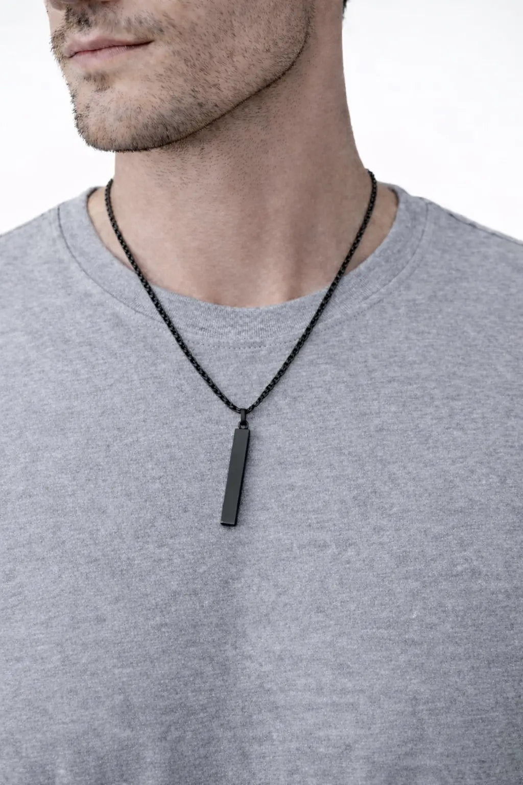 Collier Pendentif Barre pour Homme – Chaîne Minimaliste en Acier Inoxydable pour un Style Quotidien - SoulRing