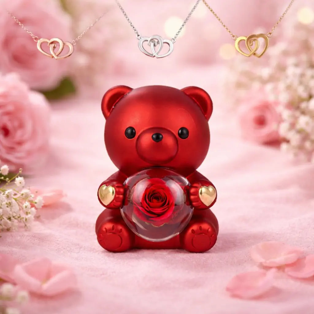 Boîte à bijoux mignonne en forme d'ourson, collier tendance « amour » - SoulRing